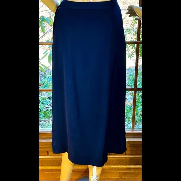 ▪️VTG▪️FORSTMANN▪️1940's 1950's 2-Piece Navy Blue Tailored Wool Skirt Suit - Picture 6 of 15